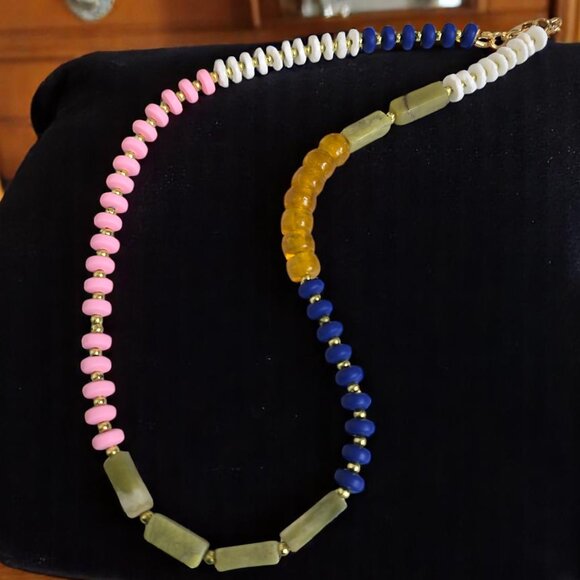 Multi color jade and abacus candy bead choker - Picture 3 of 5